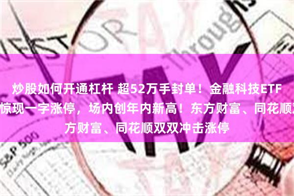 炒股如何开通杠杆 超52万手封单！金融科技ETF（159851）惊现一字涨停，场内创年内新高！东方财富、同花顺双双冲击涨停