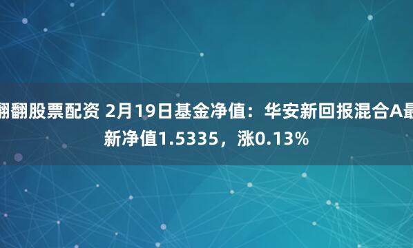 翻翻股票配资 2月19日基金净值：华安新回报混合A最新净值1.5335，涨0.13%