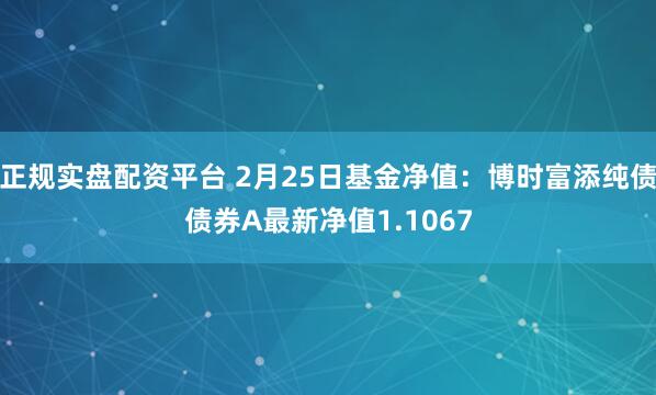 正规实盘配资平台 2月25日基金净值：博时富添纯债债券A最新净值1.1067